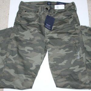 GAP NWT True Skinny Green Camo High Rise Ankle Jeans - Size 2/26P